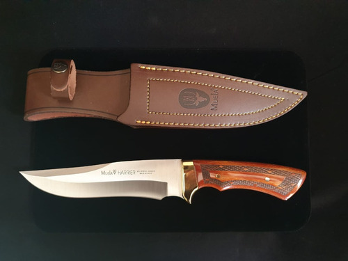 Imagen 2 de 5 de Cuchillo Harrier 180mm Dorado C/funda Full Tang Marca Muela