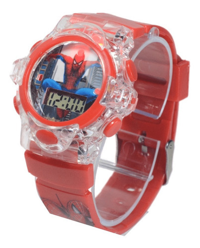 Relógio Infantil Digital Personagens Vingadores Luz E Som Cor da correia Vermelho - Homem Aranha