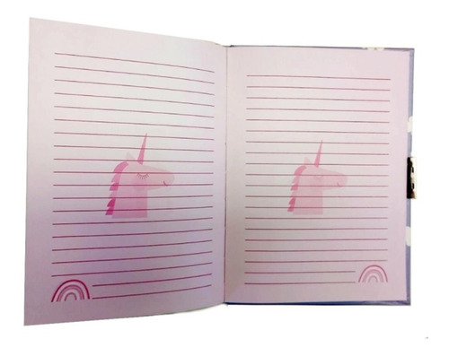 Imagen 3 de 5 de Diario Intimo Infantil Unicornio Rainbow Nena Con Llave Edu