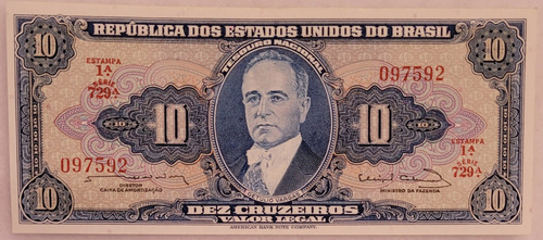 C020 Nota Antiga 10 Cruzeiros/1963/ 1°estampa/getúlio Vargas