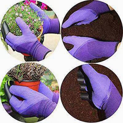 Imagen 5 de 6 de 2 Par Guantes De Jardinería Con Garras Trabajo Jardín Huerto