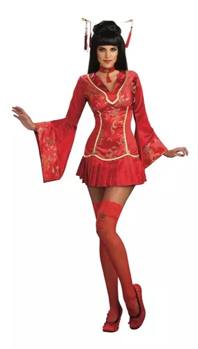 Generique - Disfraz de Geisha Rojo Mujer - L : : Juguetes
