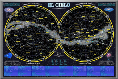 Póster Constelaciones Mapa Estelar Estrellas - El Cielo