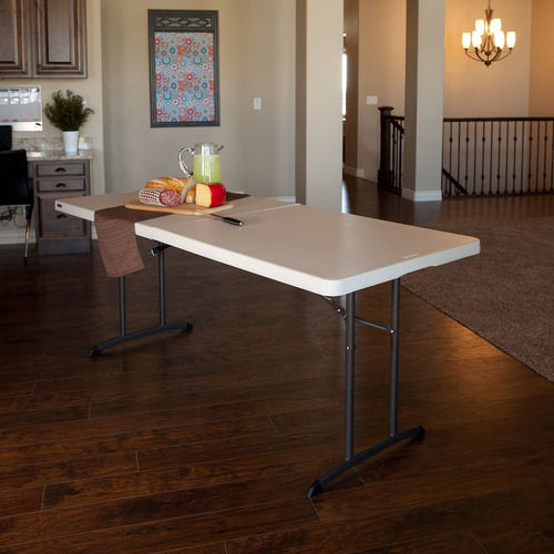 Mesa Plegable Lifetime 182cm Portafolio 1.82m Con Agarradera Color Blanco