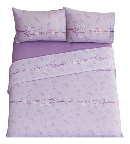Juego Sábanas King Size Poliéster Abbie Concord Color Lavanda Diseño De La Tela Liso