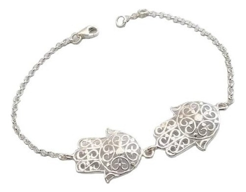 Pulsera Plata 925 Mano De Fatima Italiana Ppl299 