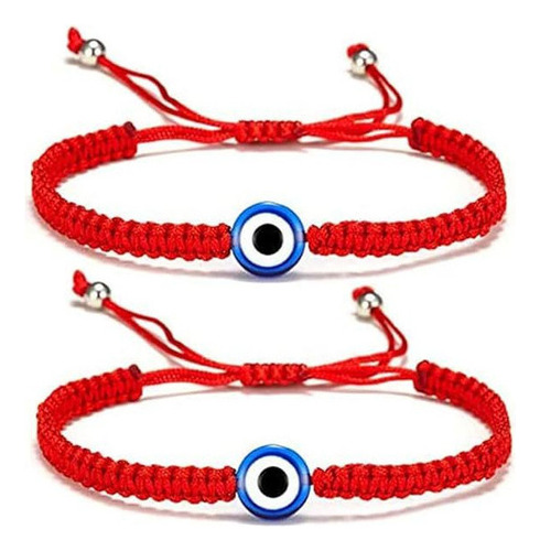 2 Pulseras De Ojo De Diablo Para Mujer, Hilo Rojo Ajustable