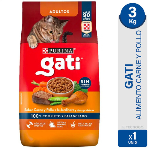 Alimento Para Gato Adulto Gati Carne Y Pollo 3kg