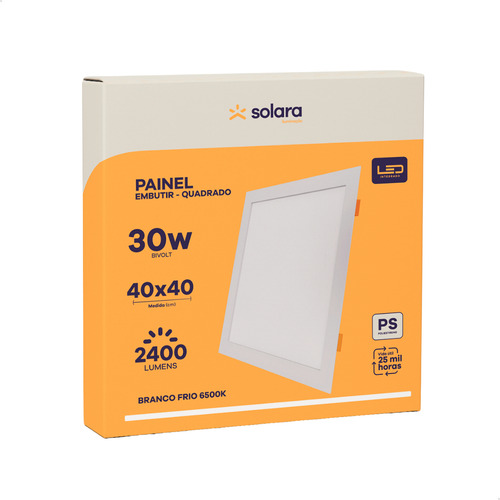 Painel Plafon Embutir Led 30w 40x40 Branco Neutro 4000k Quadrado