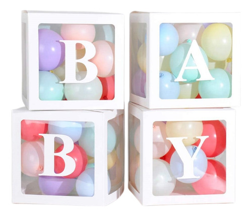 4 Cajas Bebé Con Letras Para Decoración Baby Shower Globos