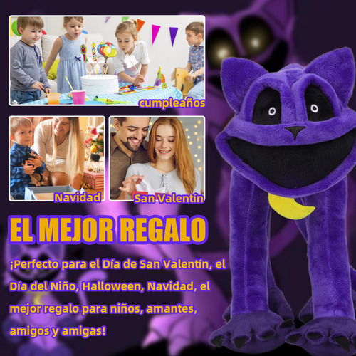 Cddgl 2pcs Bichos Sonrientes Gato Morado Monstruo Sonriente Animal Muñeca De 30 Cm Y Llavero De 10 Cm Color Violeta Peluche Para Niños Y Niñas