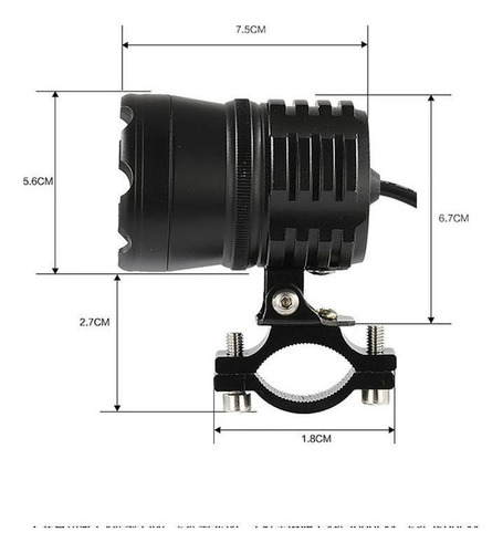 * Faro De Moto Auxiliar Luz 6500k Estroboscópico 3 Modos
