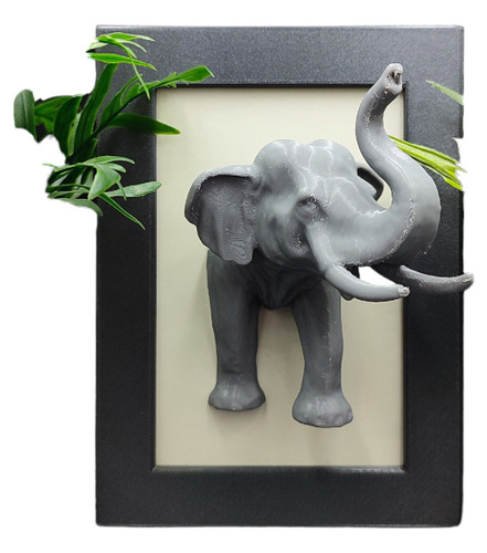 Cuadro Elefante 3d Tridimensional Decorativo 20x14