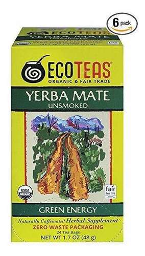 Ecoteas Orgánica Sin Fumar Yerba Mate Green Energy 24 Bolsit