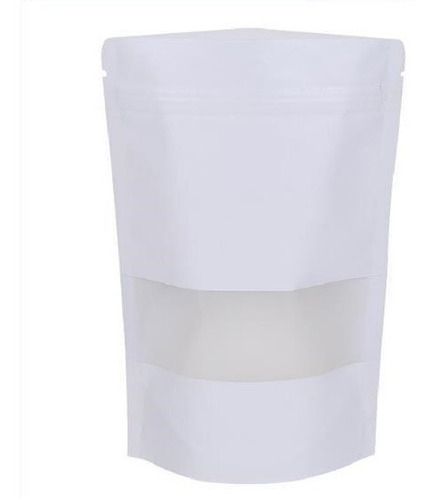 100 Bolsas Standup Kraft Blanco Zip/vent 130g (granos Cafe)