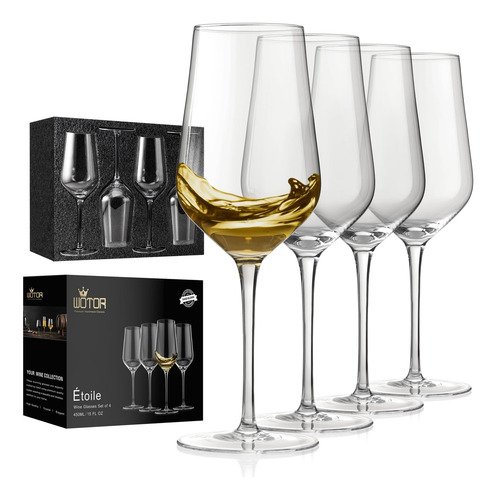 Wotor Juego De 4 Copas De Vino Blanco, Copas De Vino De Cris