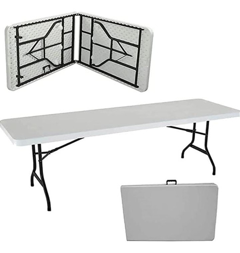 Mesas Plegables 152 Cm Tipo Maleta Color Blanco De Plastico
