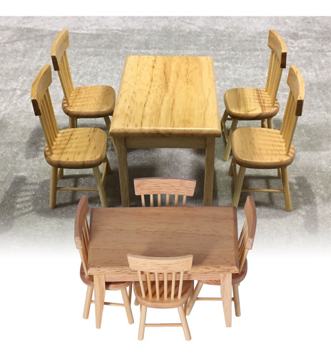 Sillas De Mesa Dollhouse Furniture 1:12 Color Madera