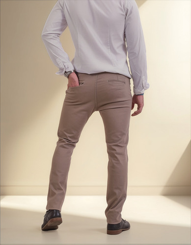 Pantalón Hombre C026 Jeans Corte Chino Gabardina Tiro Alto