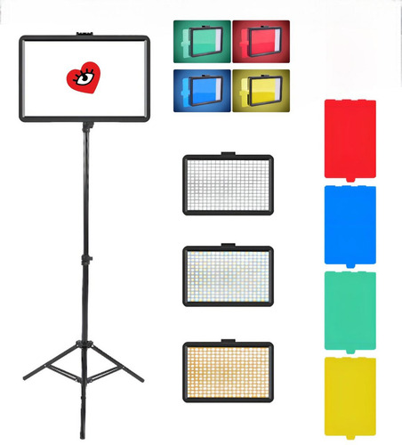 Panel De Fotografia Led Veoquiero Luz Estudio Colores Profesional Tripode 2mts