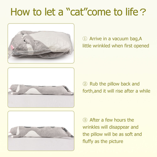 Nova Bonita Almohada De Felpa Larga Con Forma De Gato Con