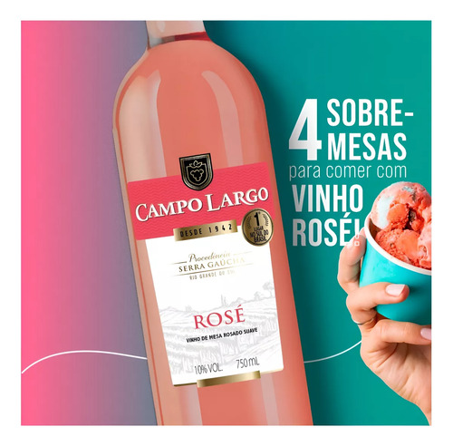 Vinho Campo Largo Rose Suave 6 Garrafas Com 750ml - Frutado