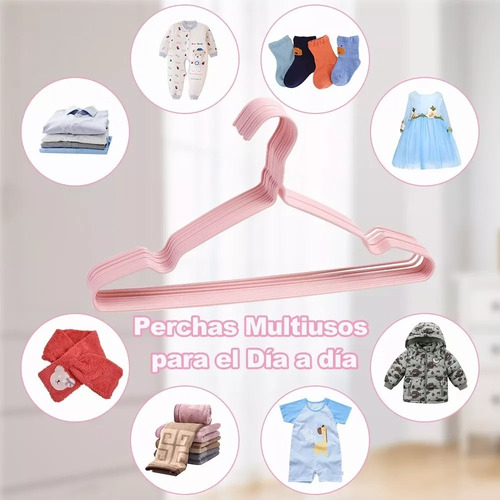 20 Ganchos Ropa Perchas De Acero Inoxidable Infantil Niño