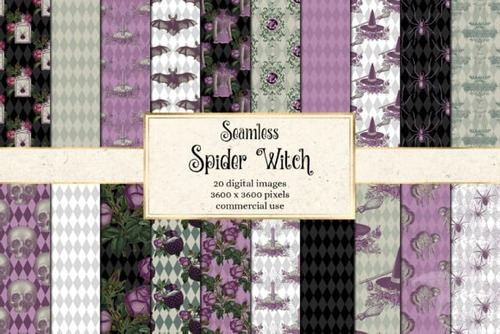 Seamless Spider Witch, Papel Digital, Entrega Inmediata