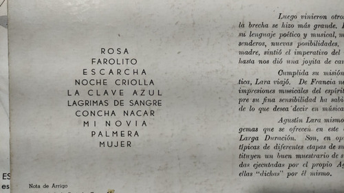 Agustin Lara Farolito Lp Muy Antiguo Años 50's Con Insert (Usado)