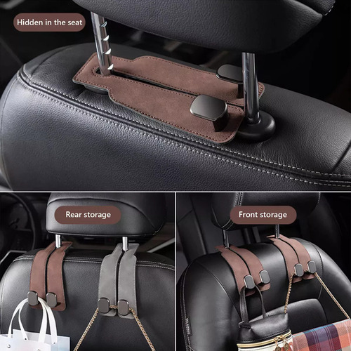 New 2 Ganchos Traseros De Cuero For Asientos De Coche