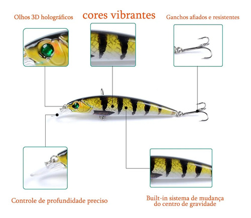 Isca Artificial Minnow 11cm 13g Pesca Esportiva Tucunaré