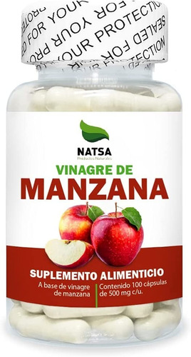 Natsa Vinagre De Manzana 100 Cápsulas, Calidad Premium Sfn