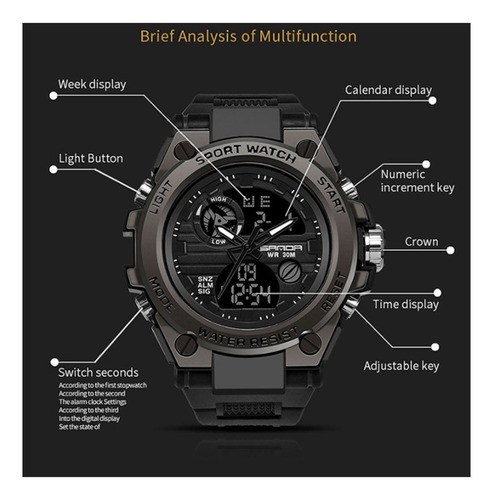 M Reloj Impermeable Sanda739 For Hombre 2pcs