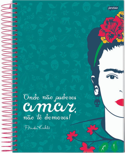 Caderno C/d 10 Matérias Frida Kahlo Capa Sortida Jandaia