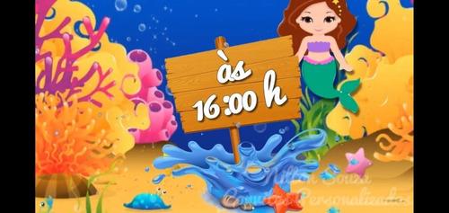 Convite Virtual Animado Personalizado Sereia Cute