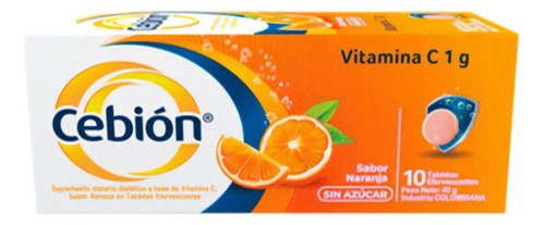 Suplemento Vitaminico Cebion Vitamina C X 10 Tabletas Sabor Naranja