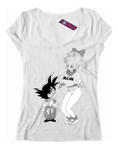 Remera Mujer Pequeño Goku Y Bulma Dragon Ball Z Db10