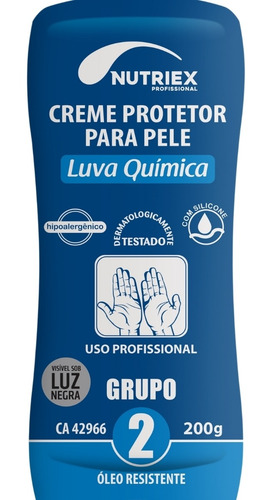 Kit 5 Creme Luva Quimica 200g Protetor Grupo 2 Para Mãos Epi