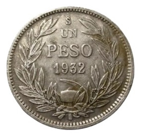 Moneda Chile 1 Peso 1932 Plata 0.4(x1655