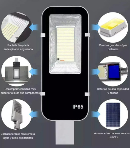 Lampara Led Solar Luminaria Suburbana Alumbrado Publico 200w Blanco