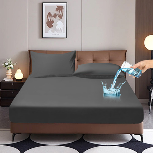 Cubre Colchon Impermeable Matrimonial Funda para Colchones Color Gris Suave y confortable muy transpirable Diseño de la Tela Liso Yume Dancengchuangli-MA-bai