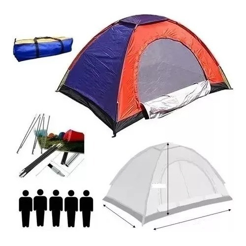 Carpa Camping Impermeable, Liviana Y Fresca Para 5 Personas