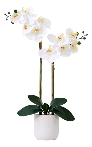 26in. Orquídea Artificial Doble Phalaenopsis Jarrón D...