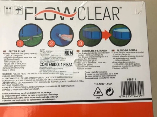 Bomba Filtrante Alberca + 2 Filtros Repuesto Bestway / Intex (Usado)