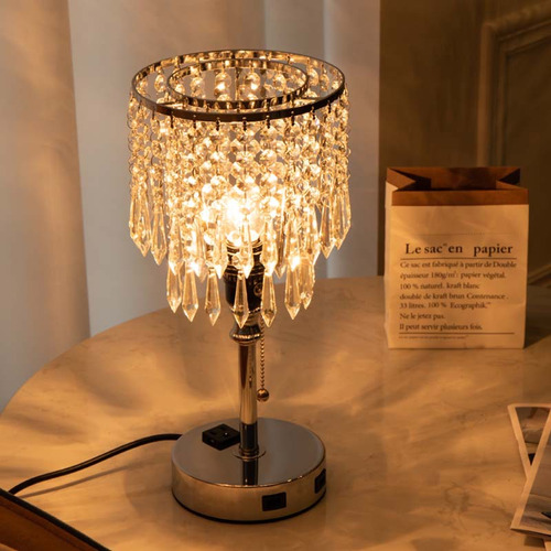 Lámpara De Mesa Usb De Cristal Con Interruptor De Cadena Con