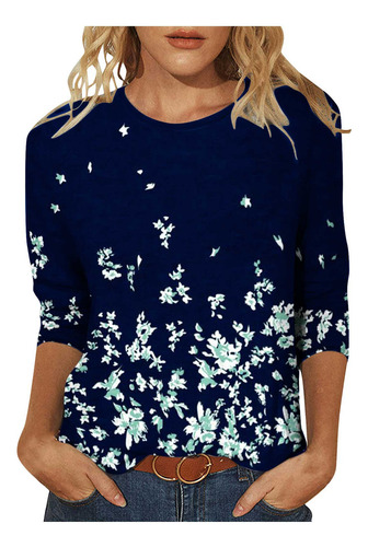 Camiseta Estampada L Para Mujer, Blusa Con Mangas 3/4 Y Cuel