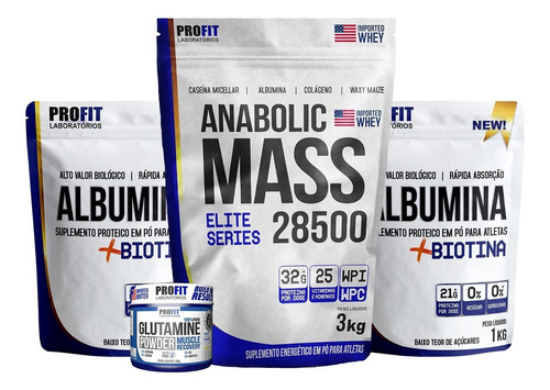 Anabolic Mass 28500 3kg + 2x Albumina 1kg + Glutamina 300gr