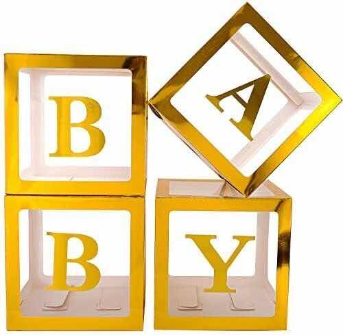 4 Cajas Doradas Con Frase Baby