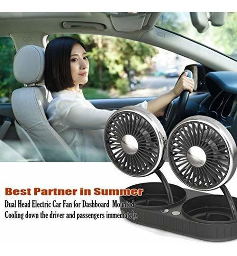 Ventilador Usb Vehiculo Doble Cabeza Montado Tablero 3 °