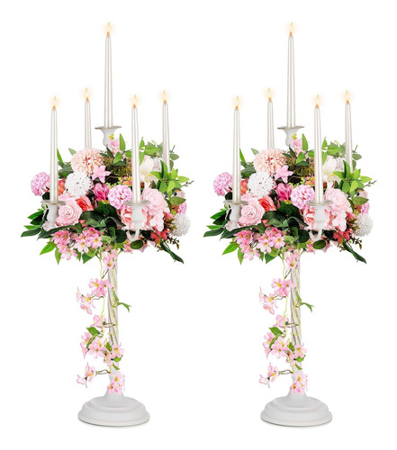 Candelabro Floral De Metal Para Eventos De 53 Cm